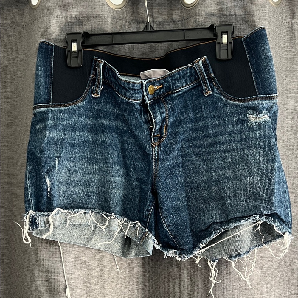 Maternity Dark Blue Denim Cutoff Shorts